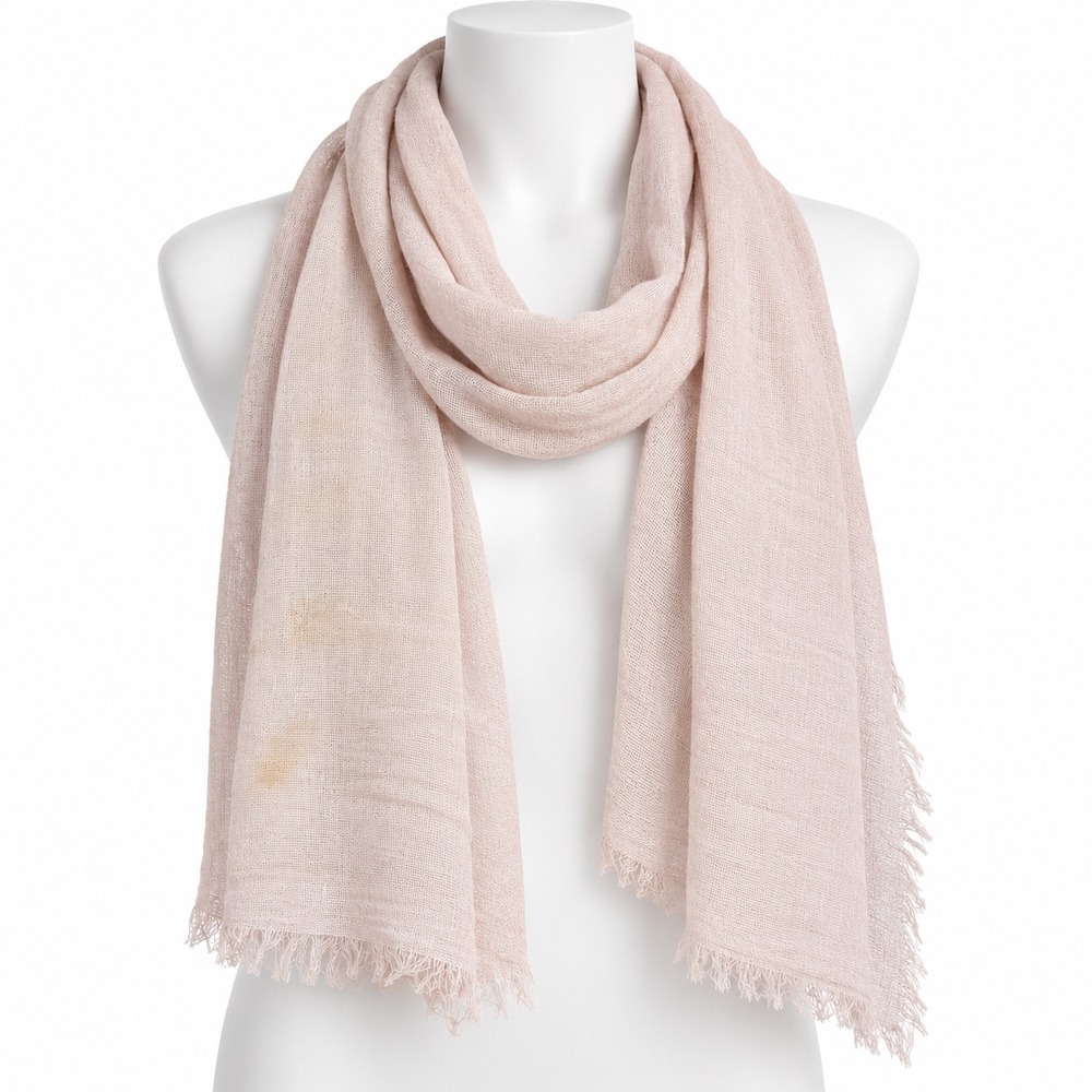 Lane Bryant Scarf Women One Size Pink Solid Minimalist Frayed Fringe Open Weave